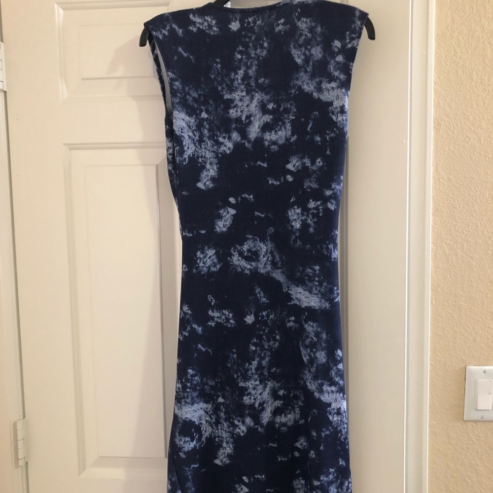 Navy blue with faux jean tie die knee length dress